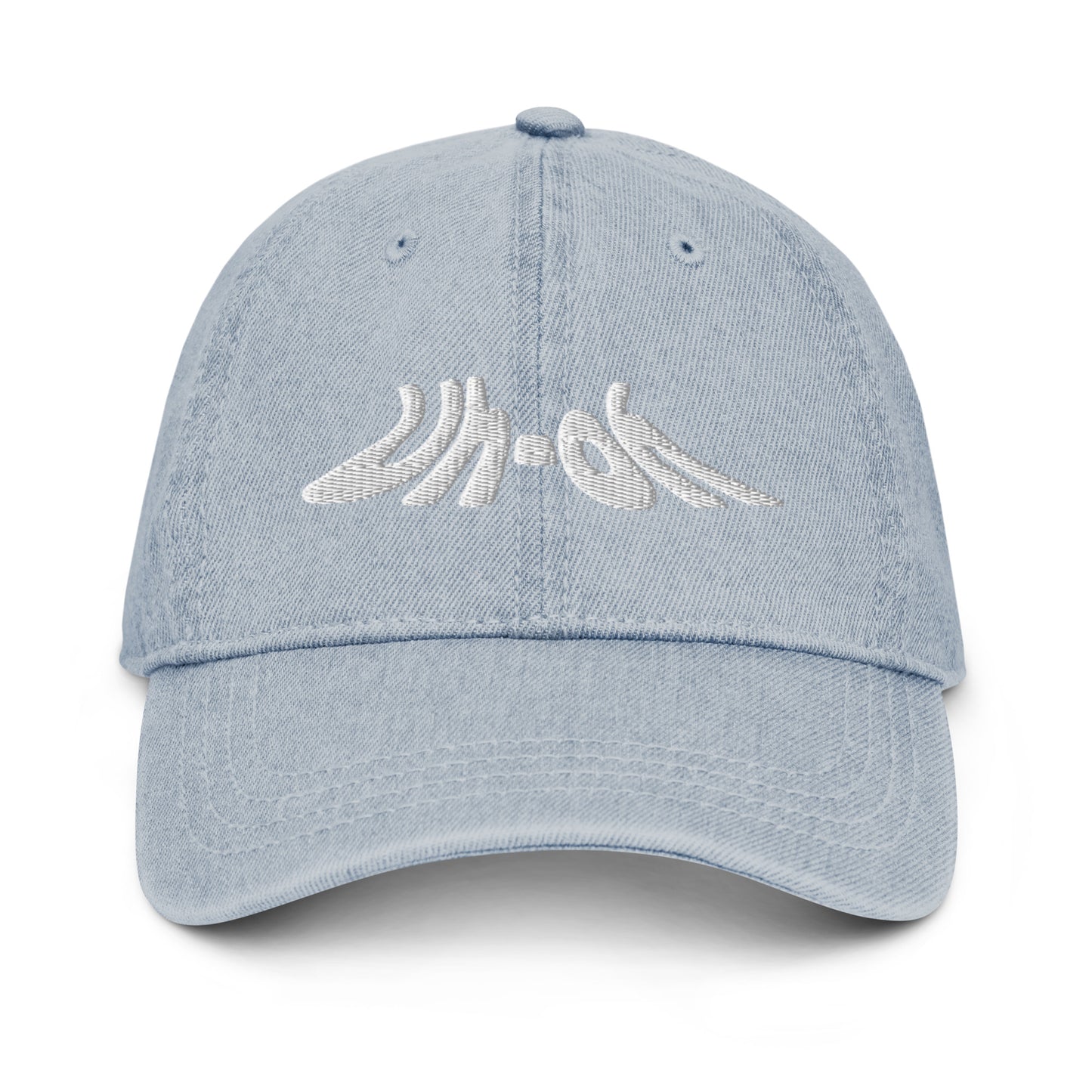 Uh-oh Embroidered Denim Dad Hat Light Blue