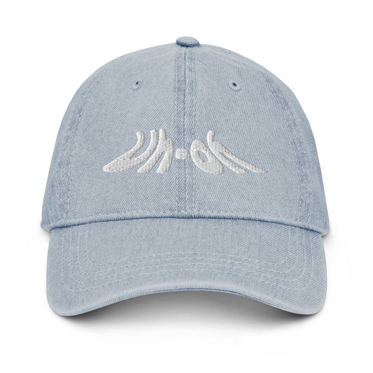Uh-oh Embroidered Denim Dad Hat Light Blue